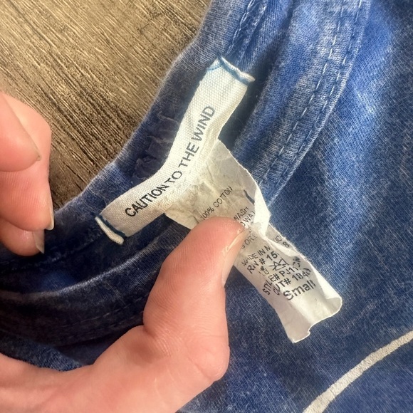 Caution to the Wind Oversized Blue T-Shirt Dress Create Good Karma Size Small - Picture 2 of 3